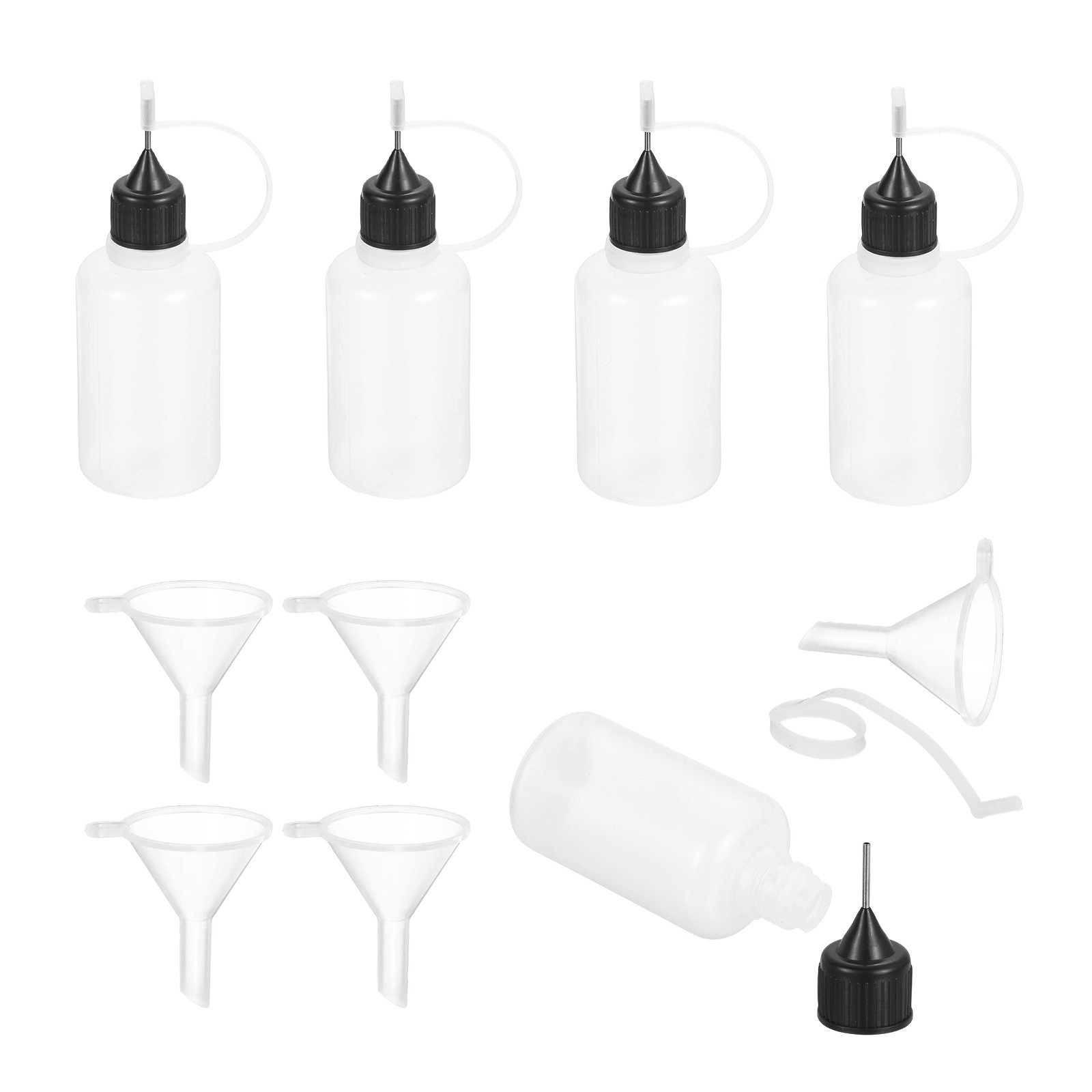 5Pcs Needle Tip Squeeze Bottle,30ml/1oz Glue Tip Bottles(Black,with 5 Funnel)