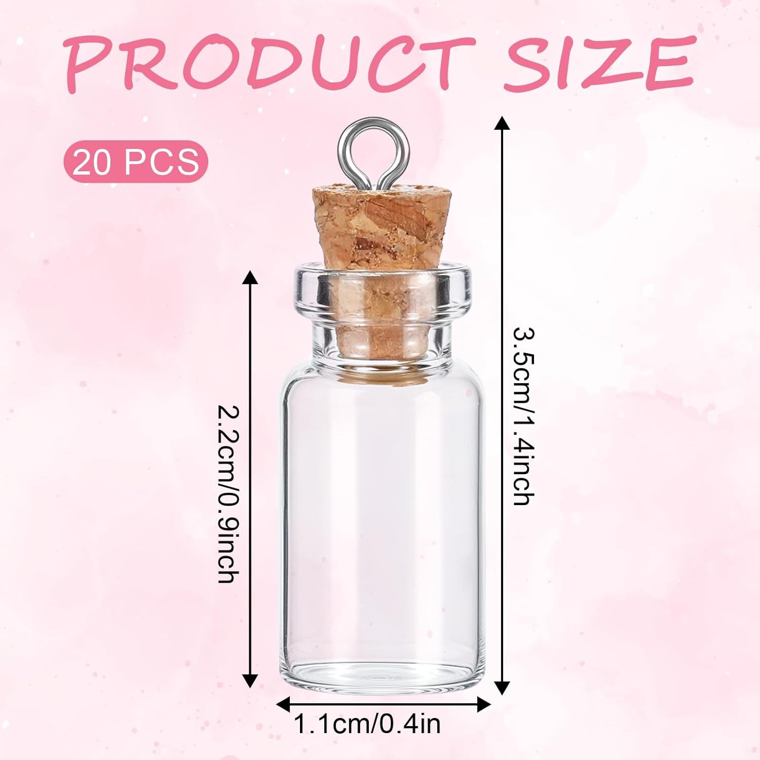 20Pcs Small Glass Bottles with Cork 1ml Empty Spell Jars Mini Potion Bottles