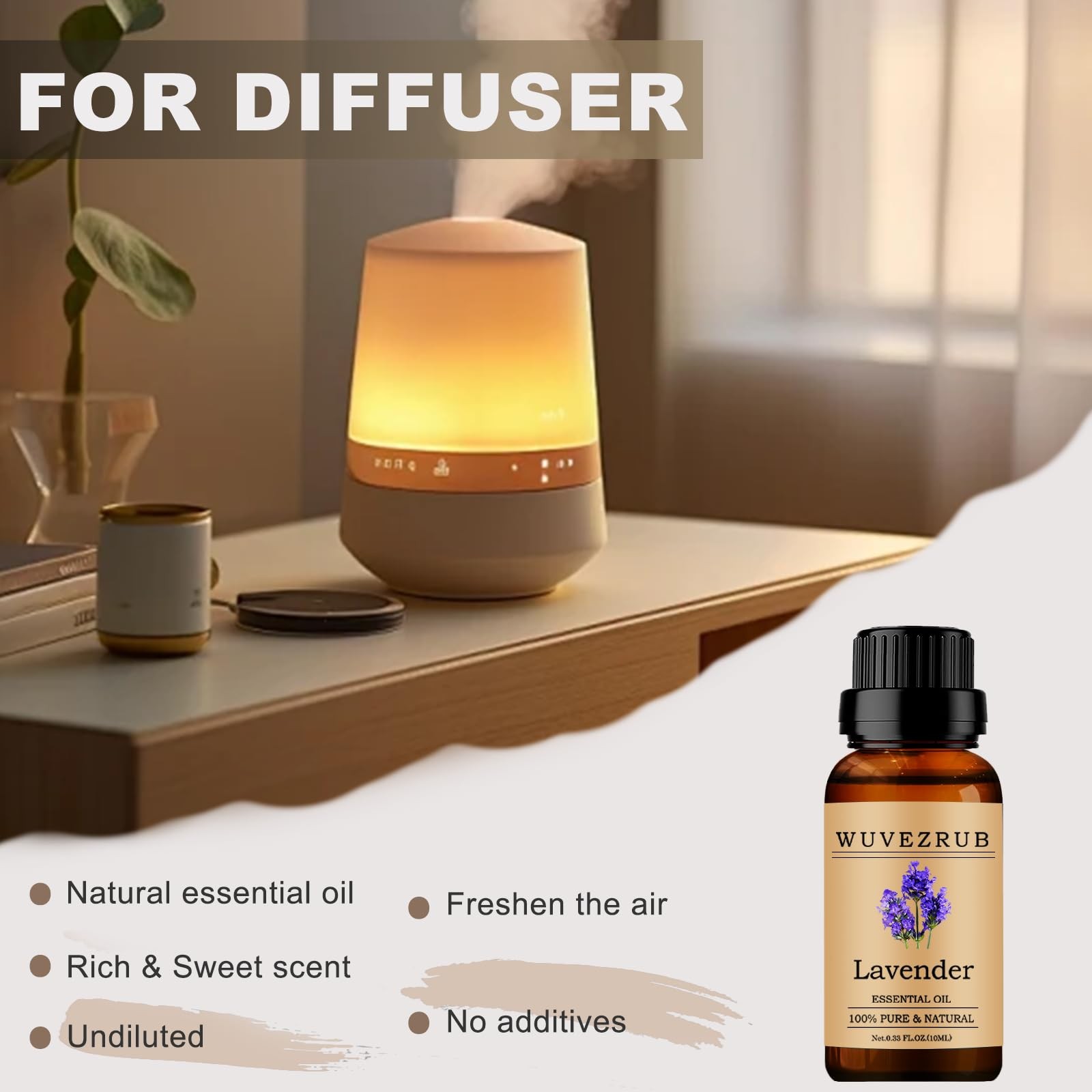 Wuvezrub Lavender Essential Oil 10ML – 100% Pure and 0.33 Fl Oz (Pack of 1)