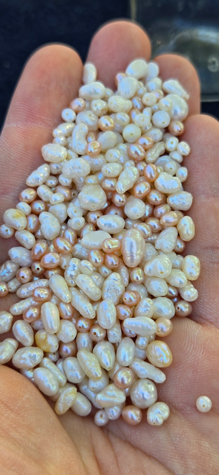 Vtg Lot of 50 Gram Genuine Freshwater Pink Biwa Natural Pearl Rice Baroque Beads