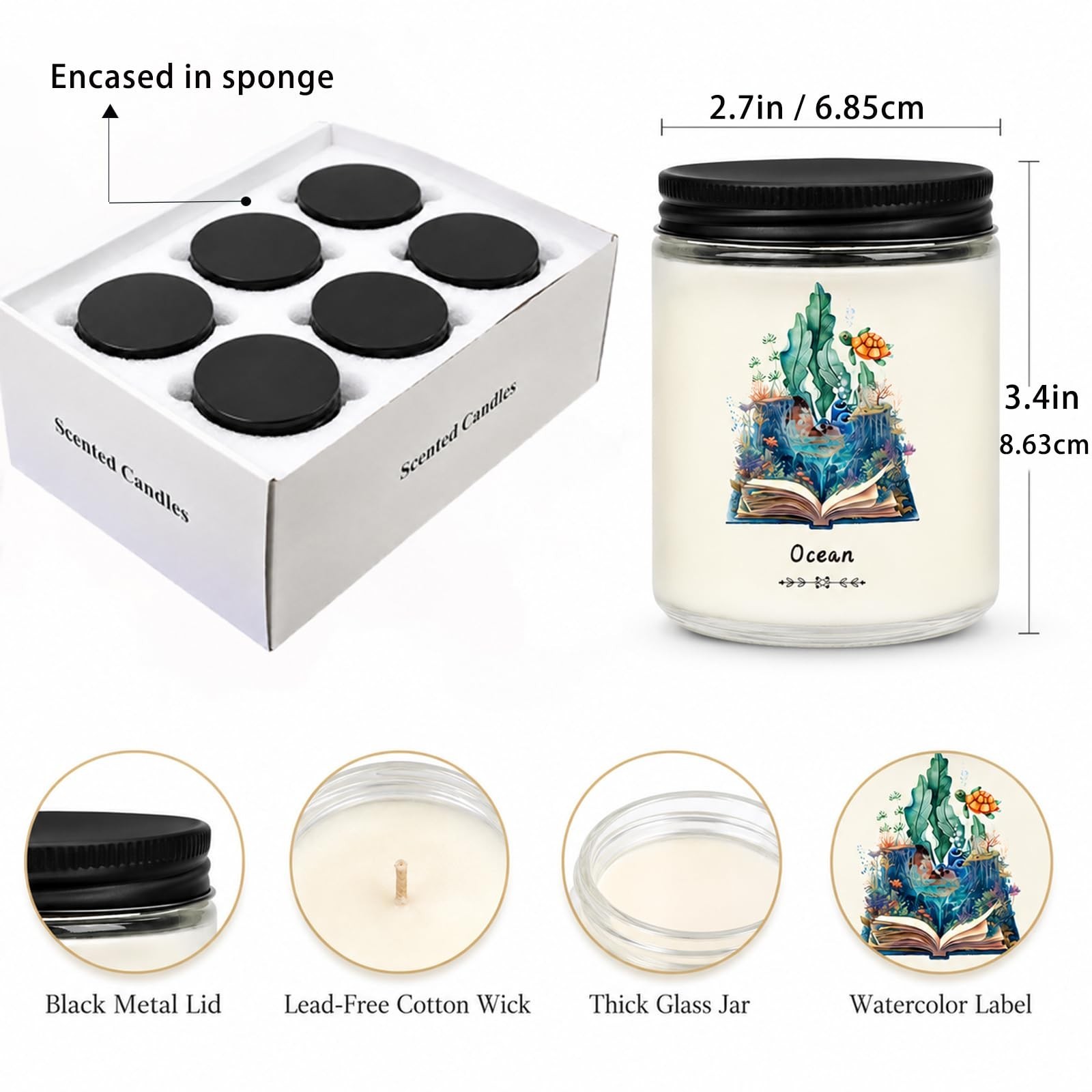 Scented Candles Gift Set for Home – 6 Pack 7oz Soy Candles Non Toxic | 300h L…