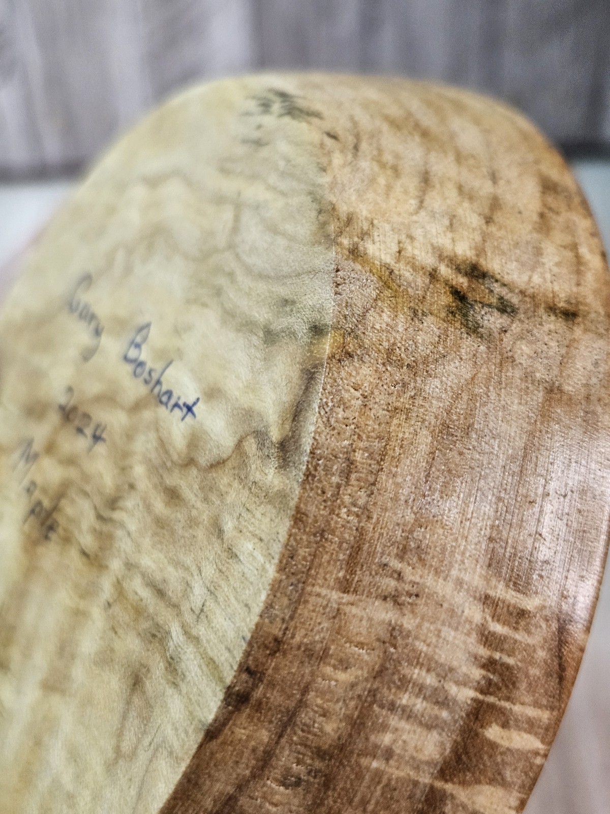 Gary Boshart Signed Hand Turned Maple Wood Bowl 2024 Artisan Decorative Catchall