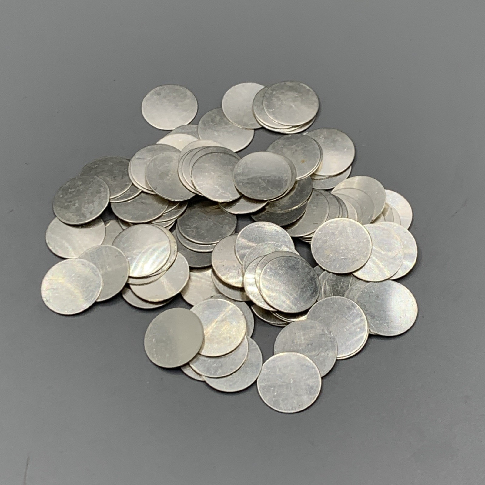 100 Pack .5” Solid Sterling Silver .925 discs. 32 Gauge, Weighs ~42g Per pack