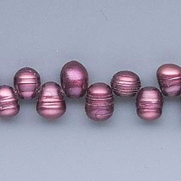 Cultured Fresh Water Berry 7x6mm-10x7mm Rice Top Drilled Pearls 1 Strand *