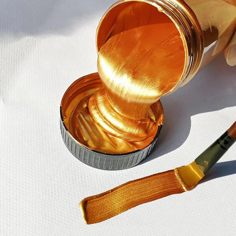 100ml Waterproof Acrylic Paint Gold Metallic Pigment Color for Textile Gypsum
