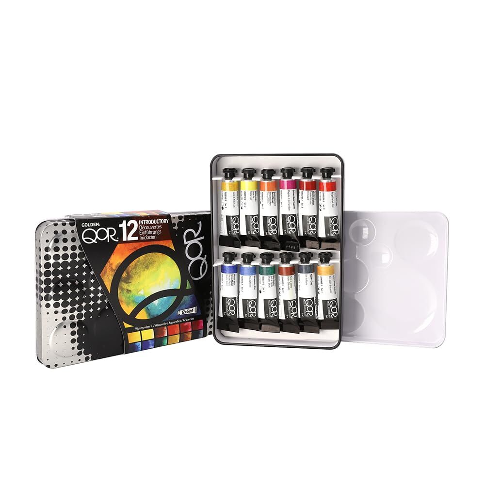 QoR Introductory 12 Set by GOLDEN, 12 x 5 ml tubes, Professional Watercolor P…