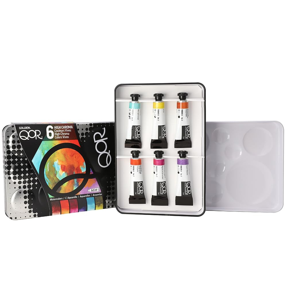 QoR High Chroma 6 Set by GOLDEN 6 x 5 ml tubes Professional Watercolor Pain