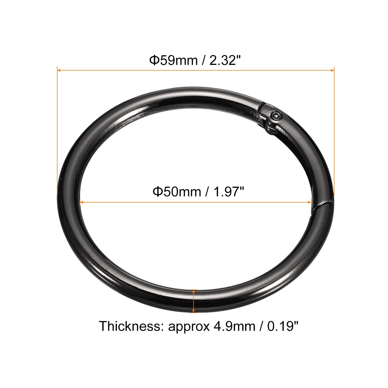 Round Spring O Rings, 12Pcs 2.32 Inch OD Snap Clips, Metallic Black