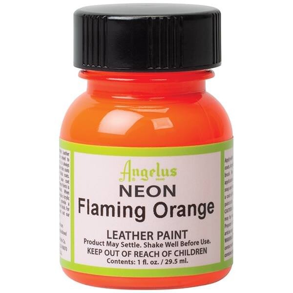 Angelus NEON Acrylic Leather Paint – 12 colors in 1 oz bottles w/Appl.