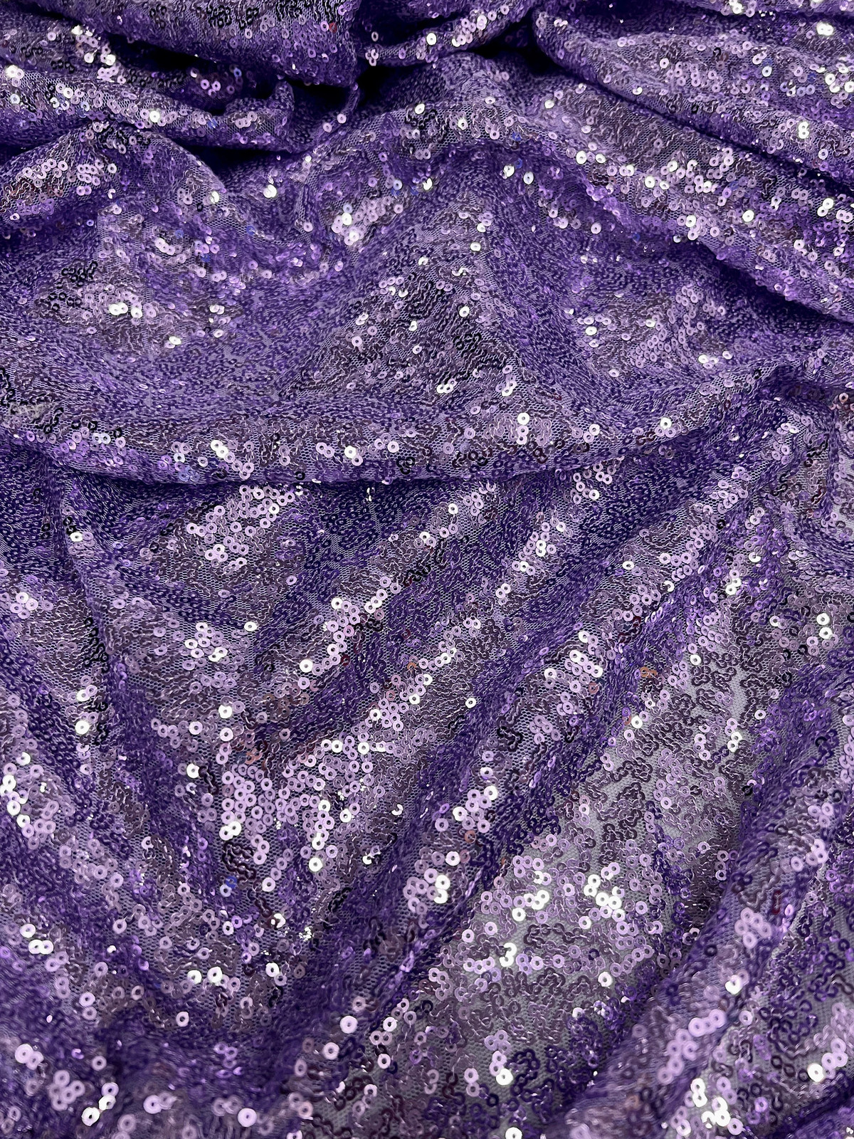 Leila LAVENDER Sequins on Mesh Fabric by the Yard – 10050