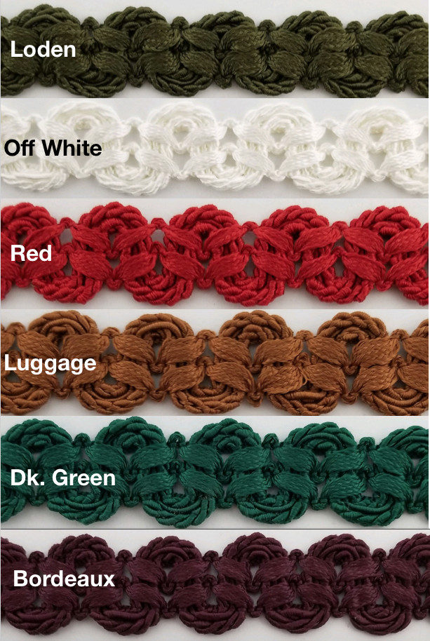 3/4″ Double Scalloped Braid Gimp Trim – 12 Continuous Yards – MANY COLORS!