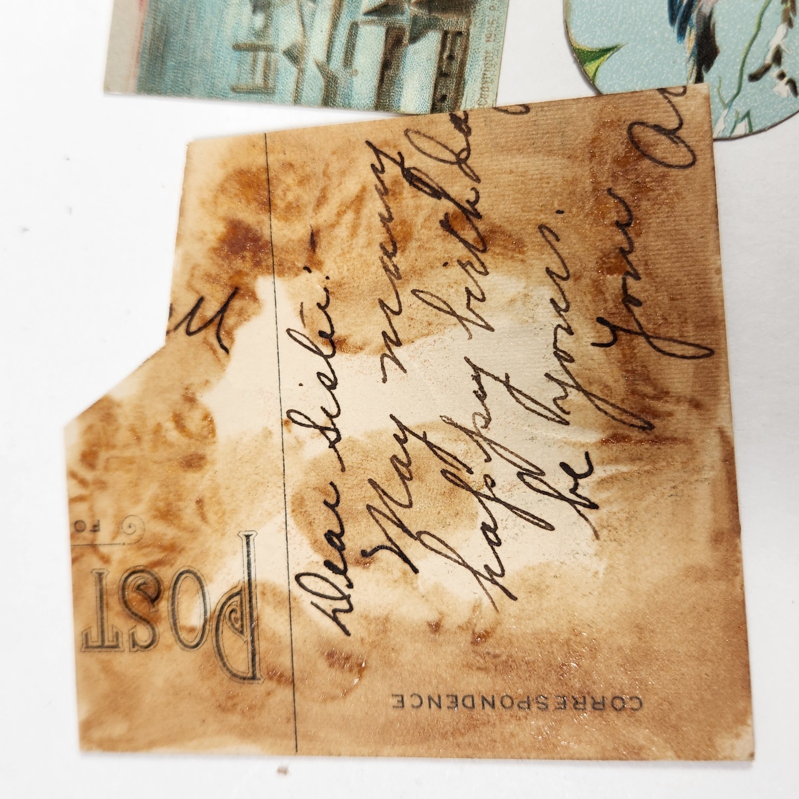 Antique Ephemera Mixed Postcard Remnants, Scrapbook Pieces Early 1900s Mixed Lot