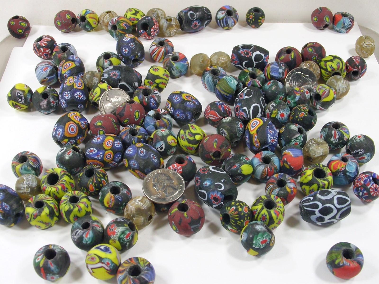 2 Pounds Assorted Shapes and Sizes India Handmade Replica Africa Beads (OLP-1)⭐