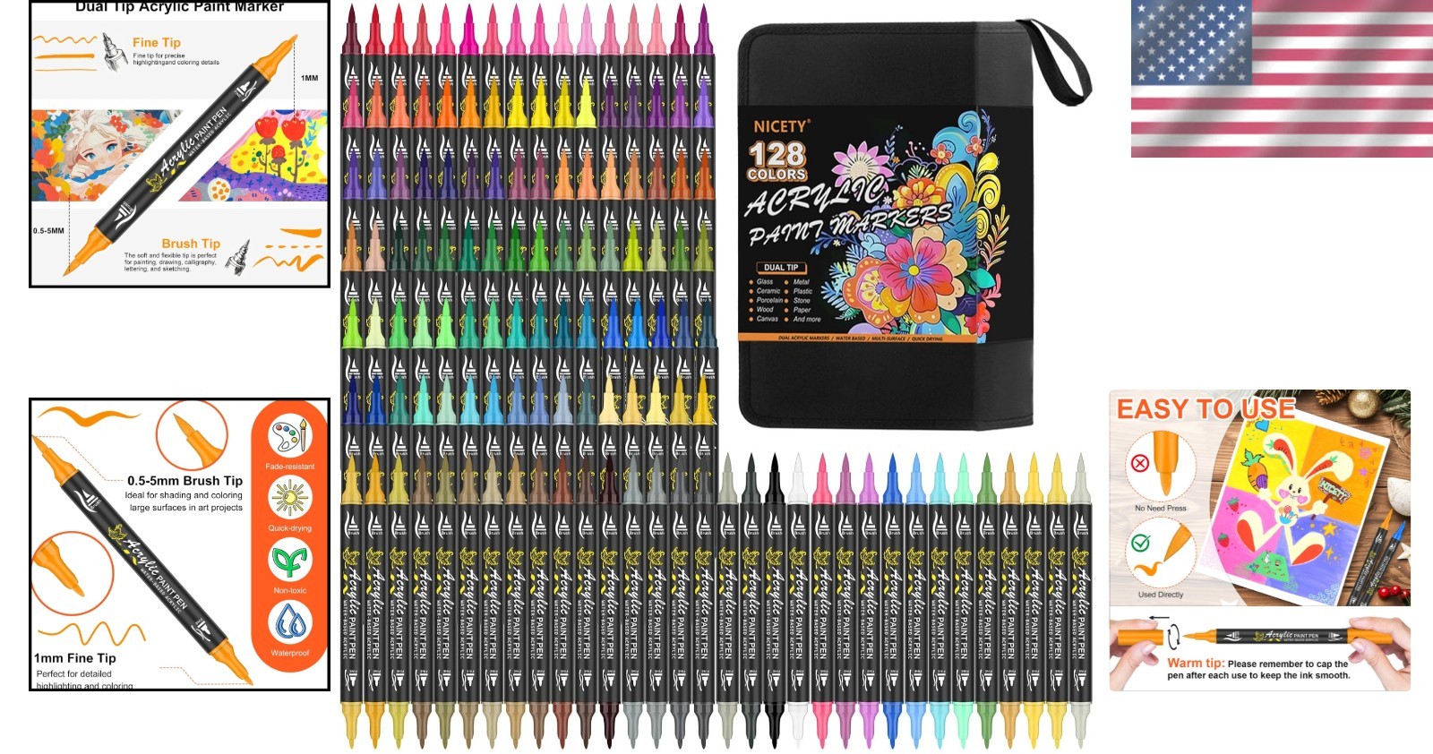 Multicolor Acrylic Paint Marker Set – 128 Dual Tip Pens for Diverse Art Projects