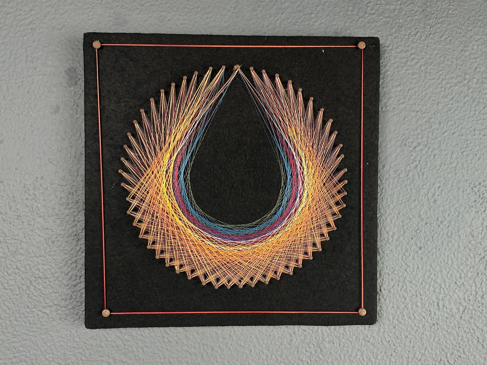 Mid Century Modern Geometric Crescent String Art Wall Plaque – 18×18