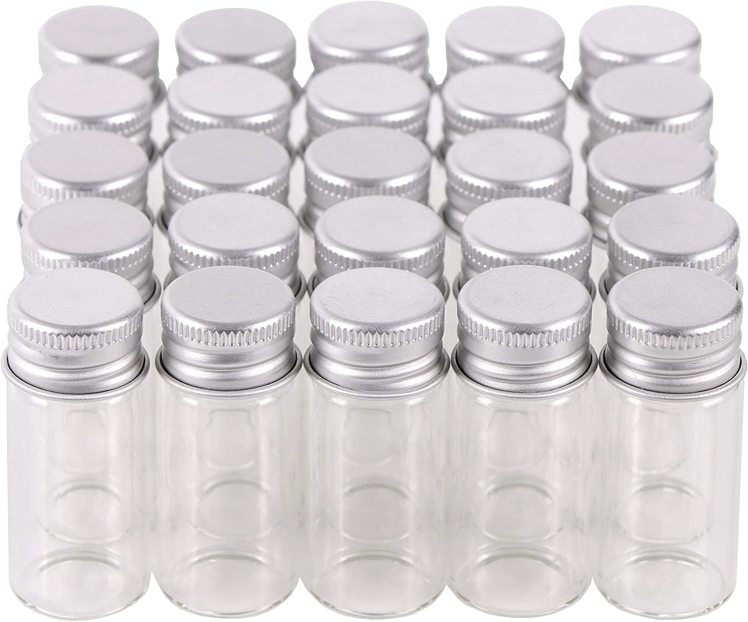 Maxmau 100 10Ml Vials Small Mini Tiny Glass Bottles Clear Empty Jars with Alumin