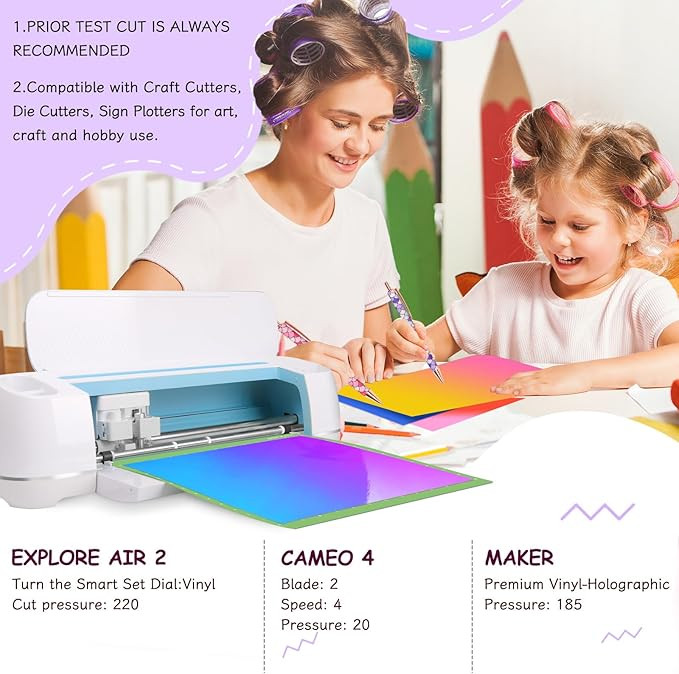 10 Sheets Holographic Permanent Vinyl 12″x12″ Vinyl for Cricut & Silhouette