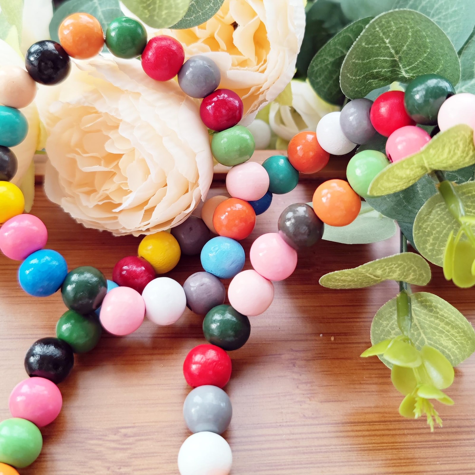 400PCS 12mm 20 Colors Colorful Round Wooden Beads Medium, Mixed color