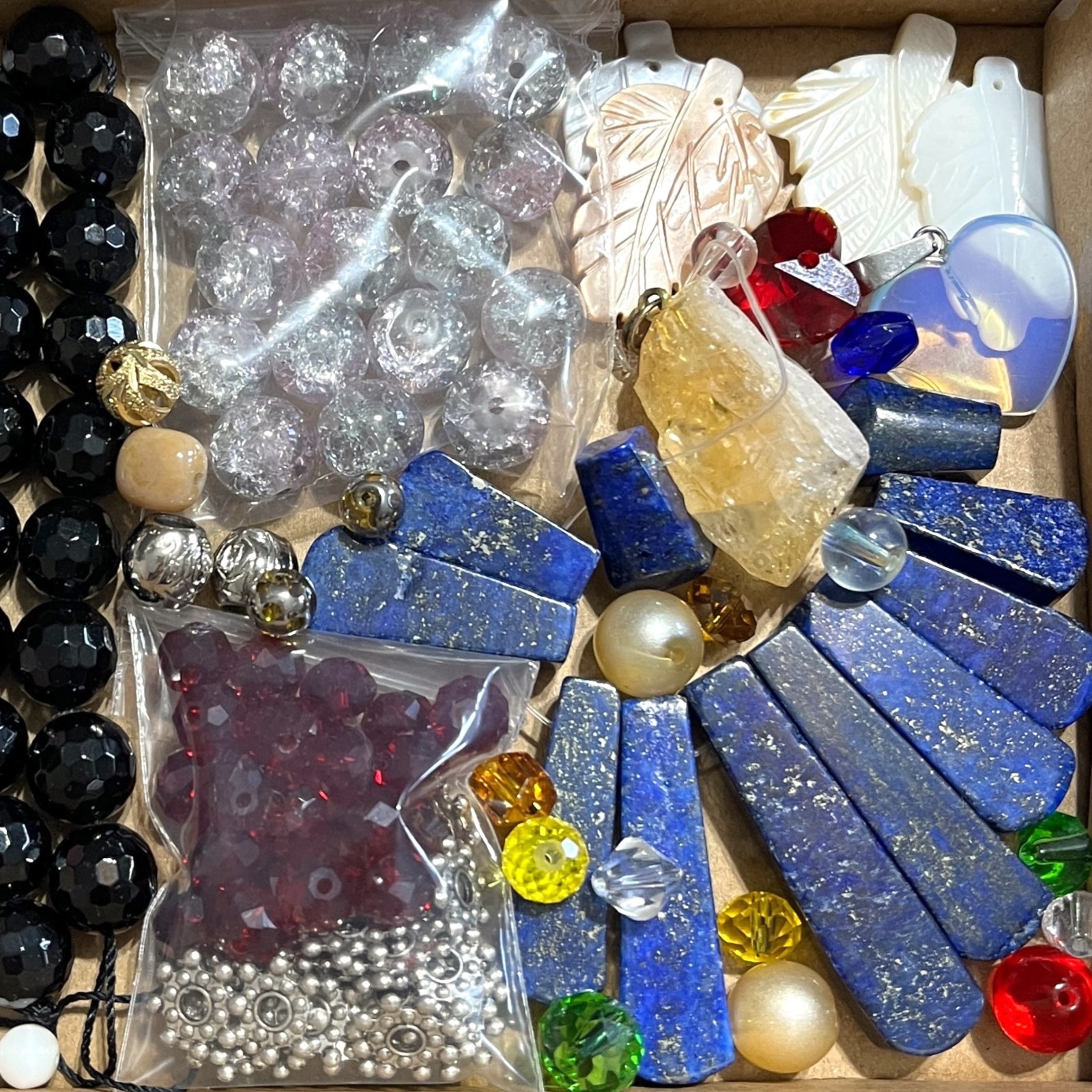 VTG – Now Variety Beads Glass Stone Lampwork Crackle Art Jewelry Making Lot Mix