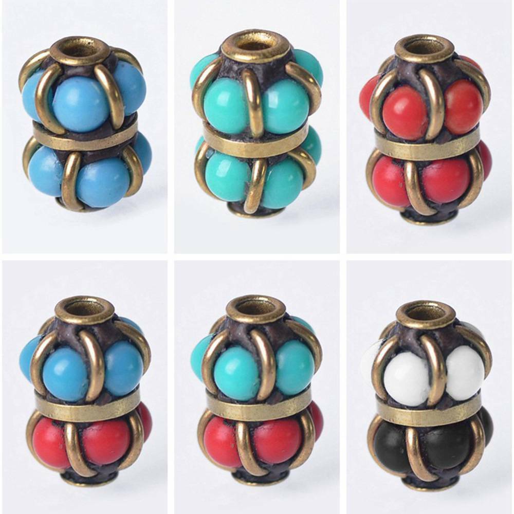5pcs 11x8mm Tibetan Nepalese Buddhist Handmade Loose Brass Metal Beads