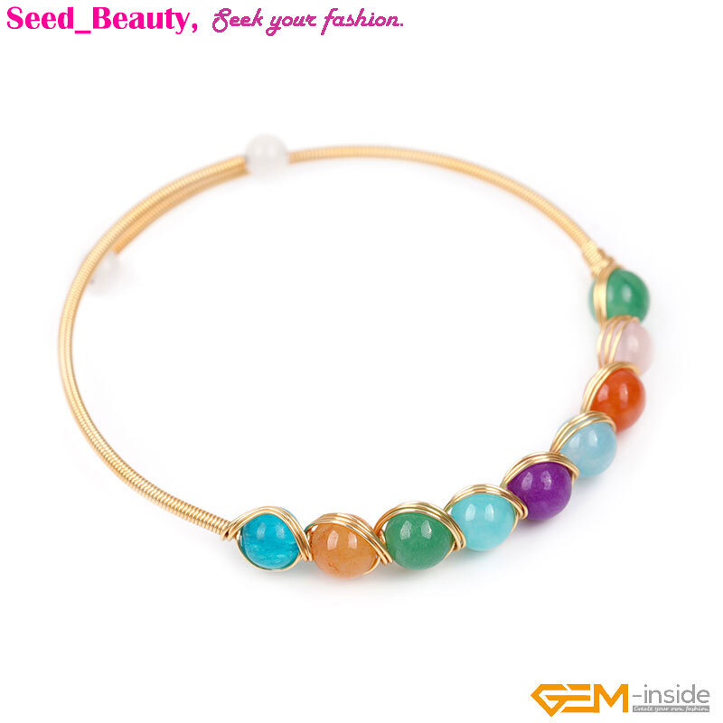 Handmade Adjustable Bracelet Gold Filled Chakras Stone Jewelry Christmas Gift