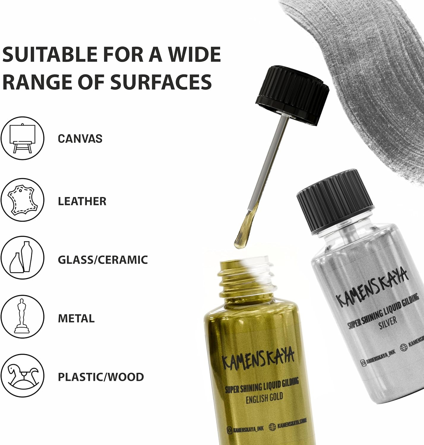 Liquid Gold Leaf Paint – Alcohol Based Fast Drying Rich Gold Liquid Leaf 0.68oz