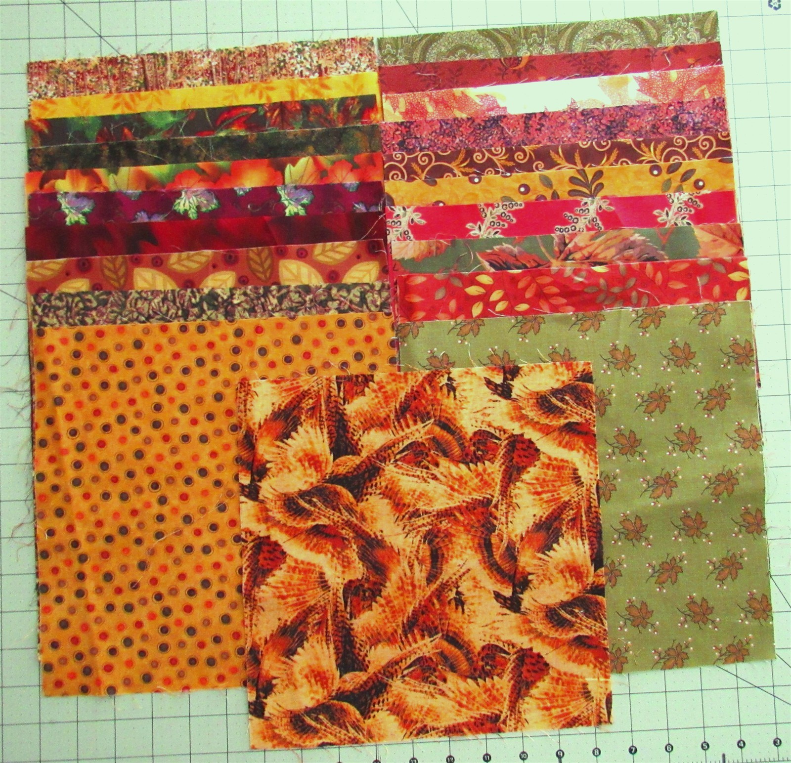 10″ x 10″ Squares, Autumn Patterns, Maker Unknown Quilt Quality 20 pcs