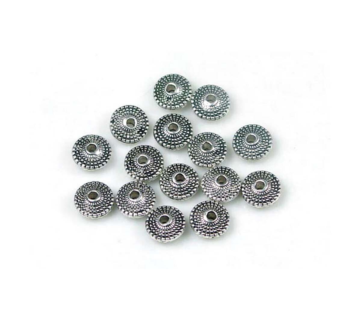 20 Antique Silver Pewter Disc Spacer Rondelle Beads 8mm