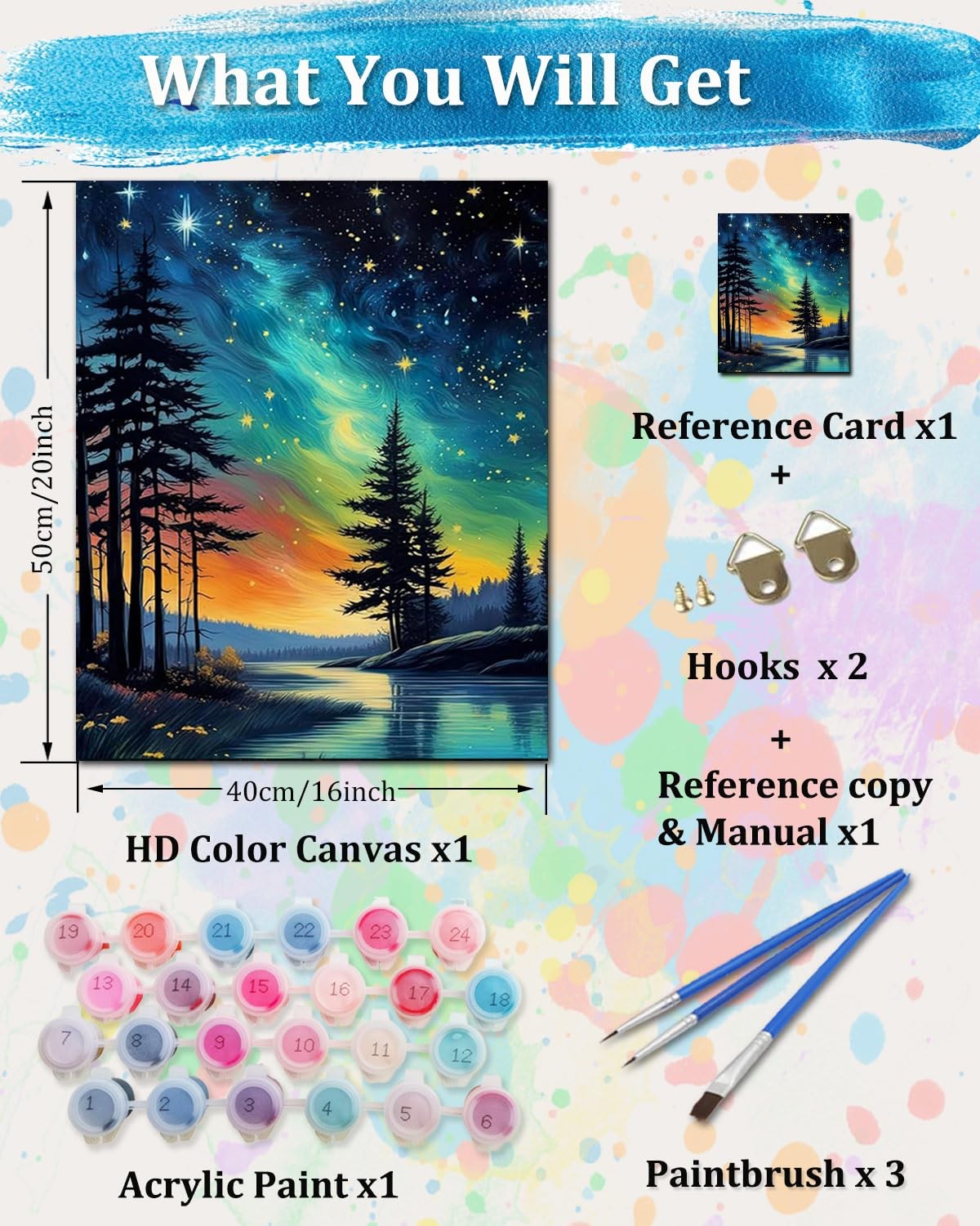 TOCARE Aurora Paint by Numbers Kit for Adults,Aurora Borealis Adult Paint by …