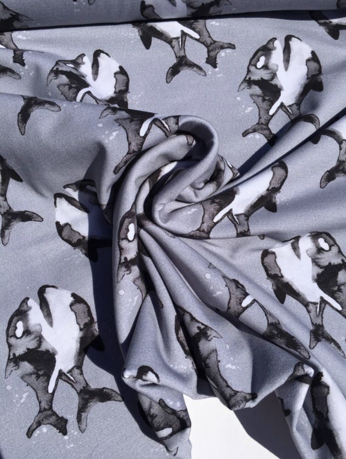 European organic cotton jersey fabric-whales-By The Yard