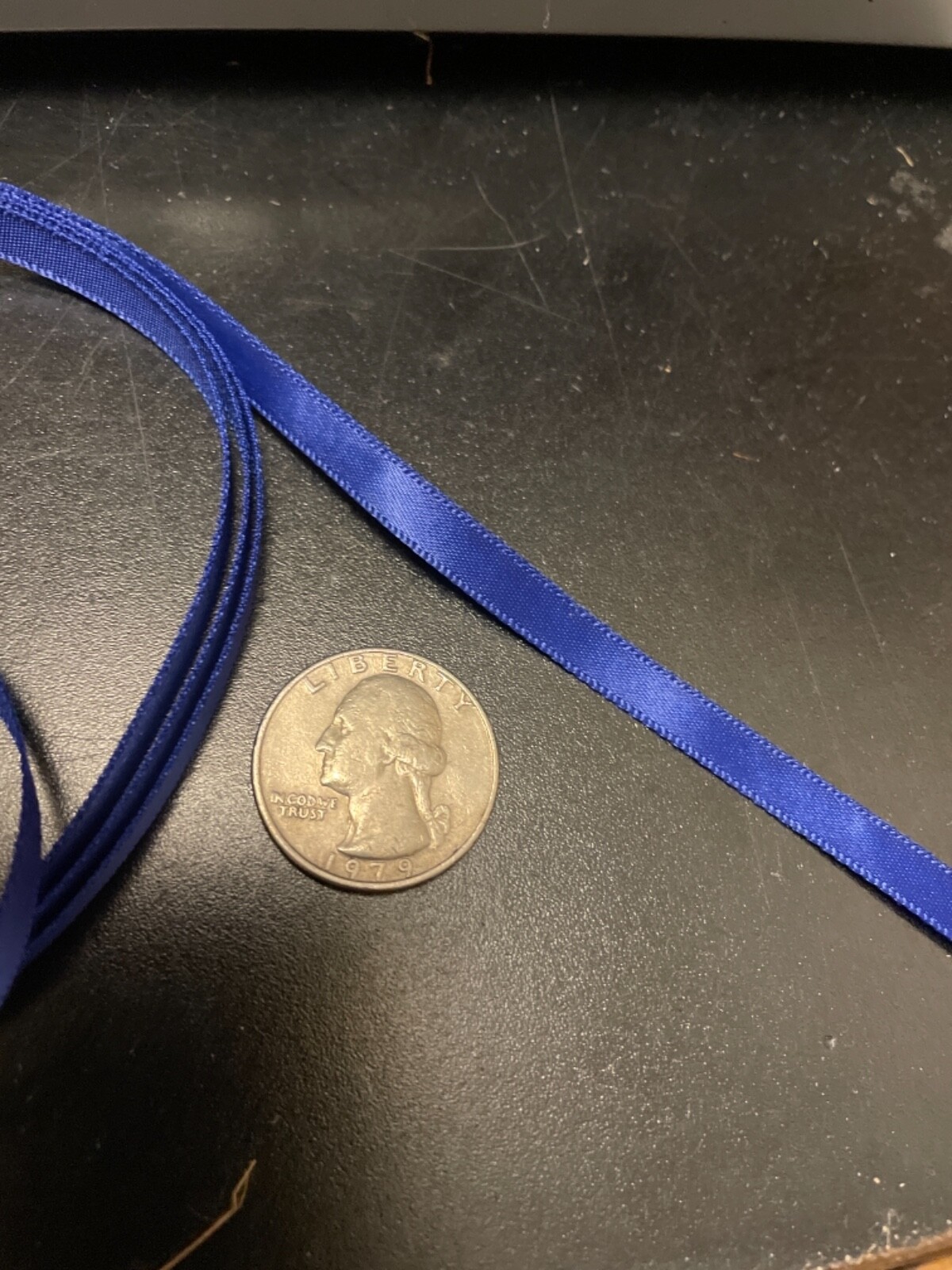 1/4” royal blue single face satin ribbon, 2 yard piece