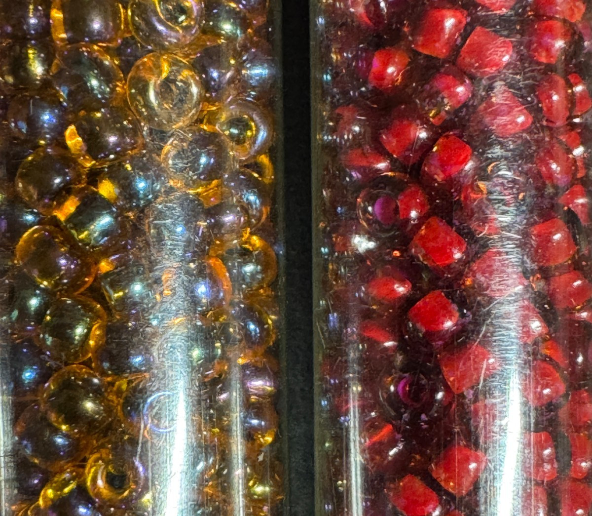 Glass Seed Bead Lot 30 Tubes – Purple, Pink, Magenta & Red – Different Sizes NOS