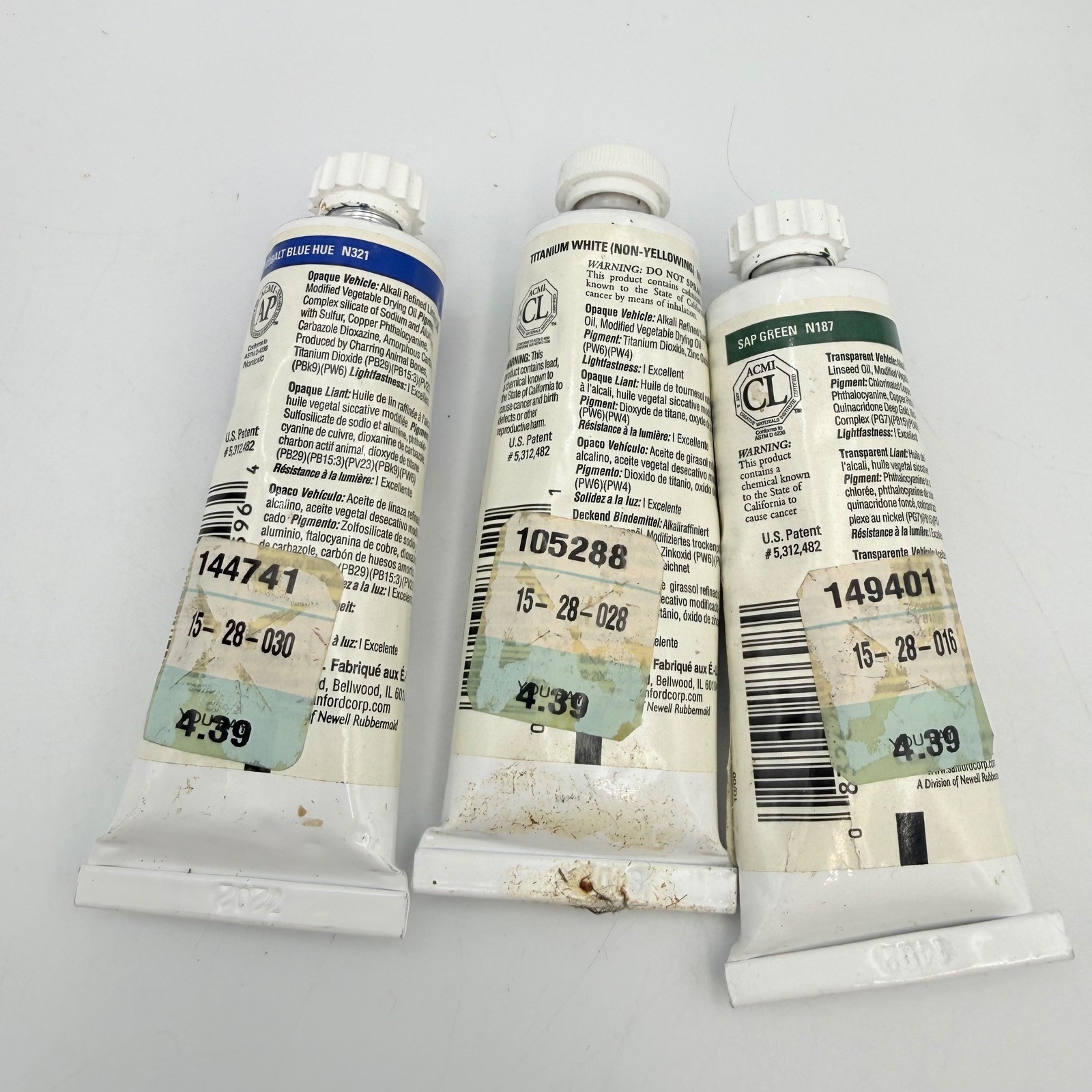 Grumbacher MAX2 Water Miscible Oil Paint Set 37ml Cobalt Blue White Sap Green