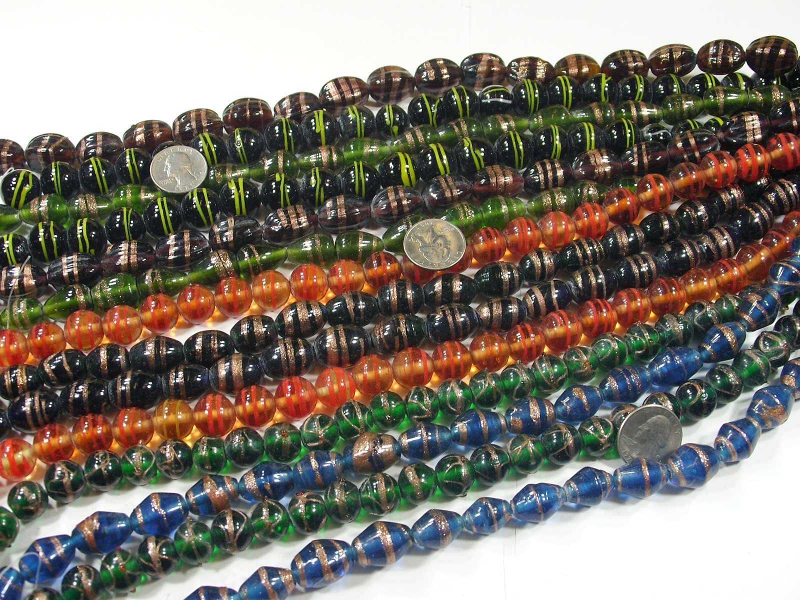 14 Strands (15″) Assorted Closeout India Handmade Glass Beads Lot (MQD-3)⭐