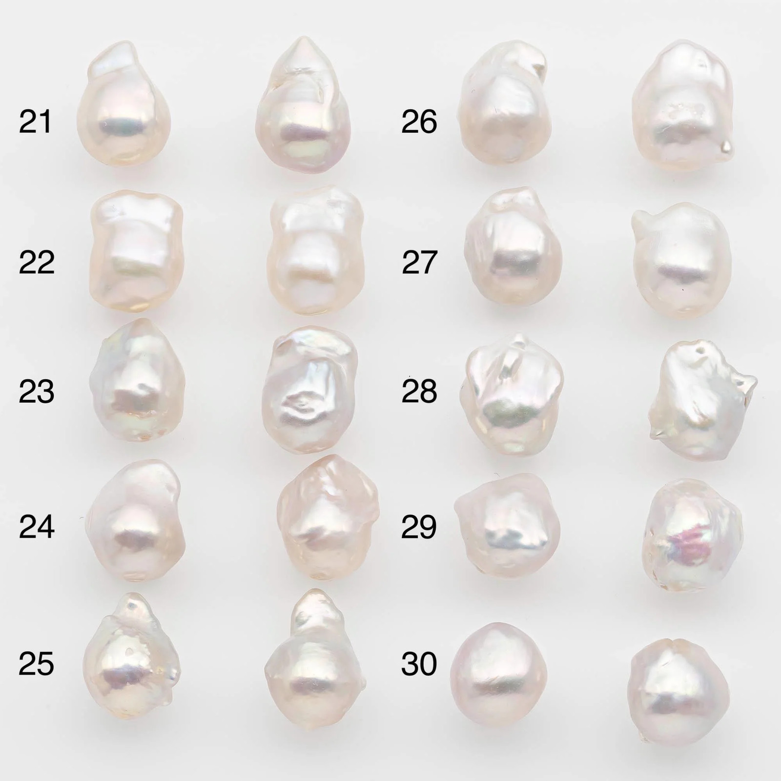 10-12mm Small Size – White Baroque Pearl Matching Pair, High Luster Freshwater