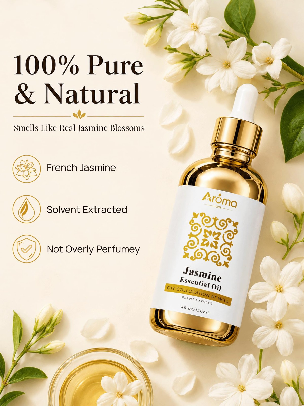100% Pure Jasmine Essential Oil 4 fl oz – Oils 4 Fl Oz (Pack of 1)