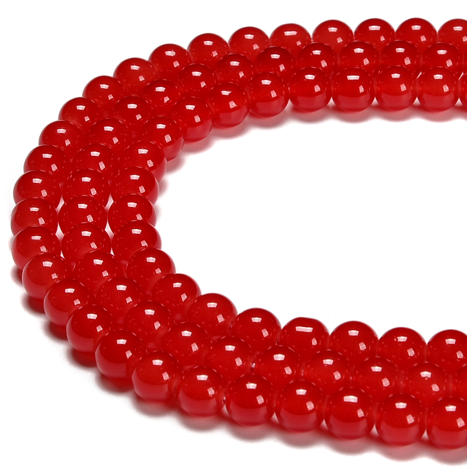 Red Crystal Glass Smooth Round Beads Size 6mm 8mm 10mm 15.5″ Strand