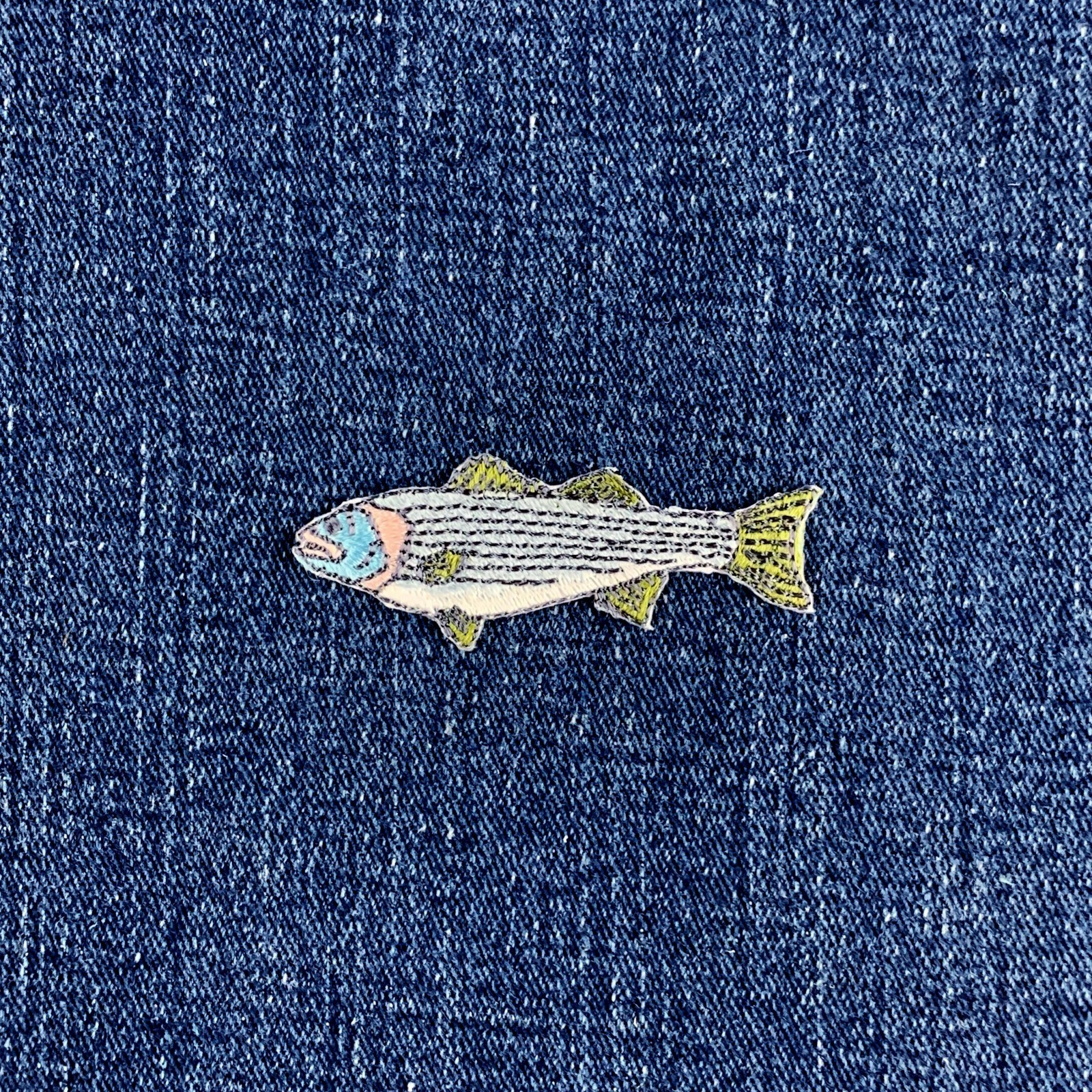 Striped Bass Fish Applique Patch Embroidered Sport Fishing Badge 2-1/8″ Iron On