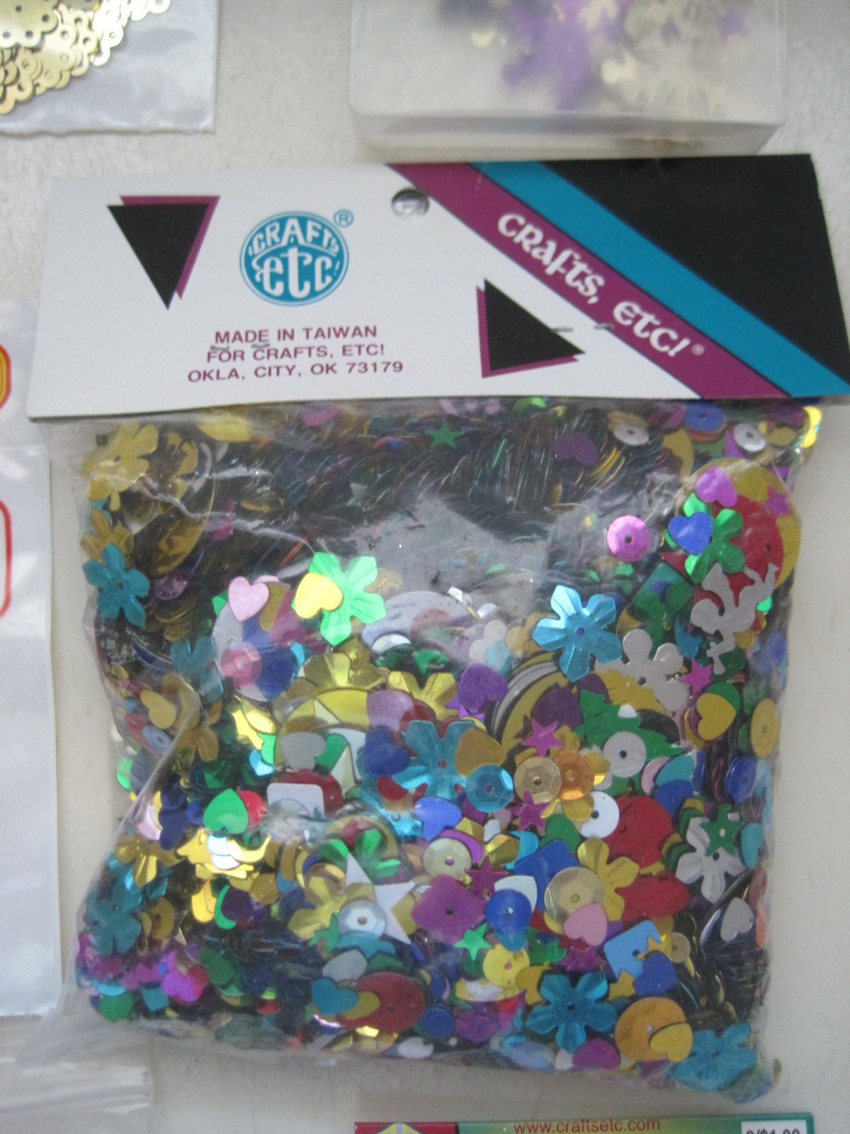 Vintage Lot of Sequins Snowflake Sunburst Wheel Assorted Shapes Colors Pack