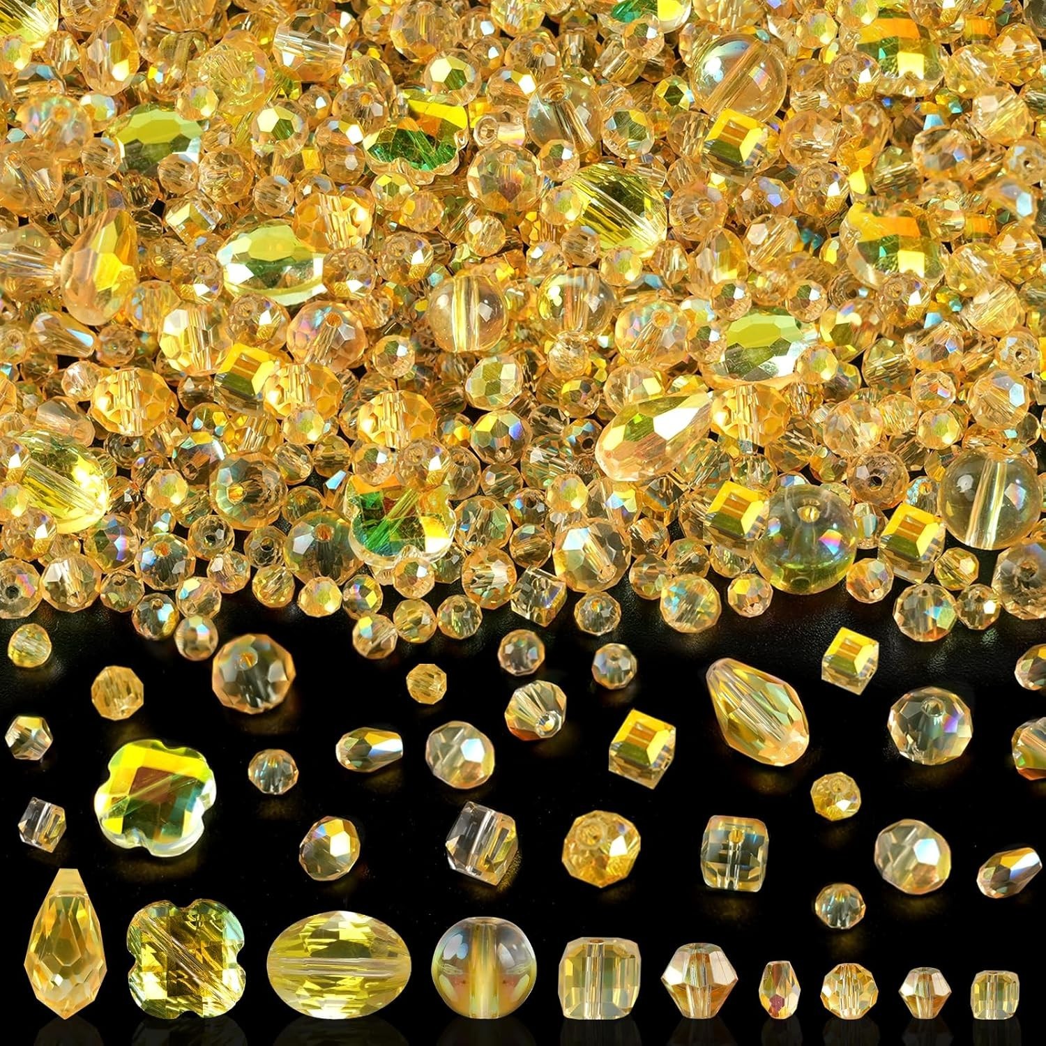 636Pcs Glass Beads for Jewelry Making, Assorted Crystal Beads with Loose Beads f