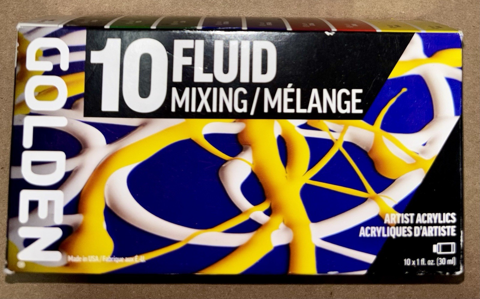 Golden Fluid Set of 10 Mixing Artist Acrylics 30ml Color Paint Bottles NEW Art