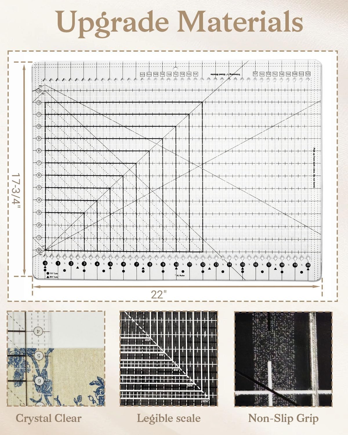 Upgrade Clear Stripology XL Slotted Quilting Ruler, 17-3/4″ x 22″ with White