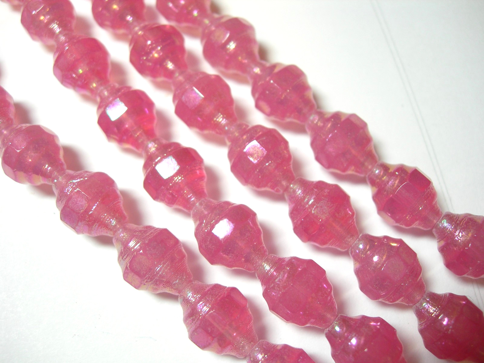 13 11x8mm Czech Glass Faceted Deep Pink Luster AB Turbine Bicone Beads