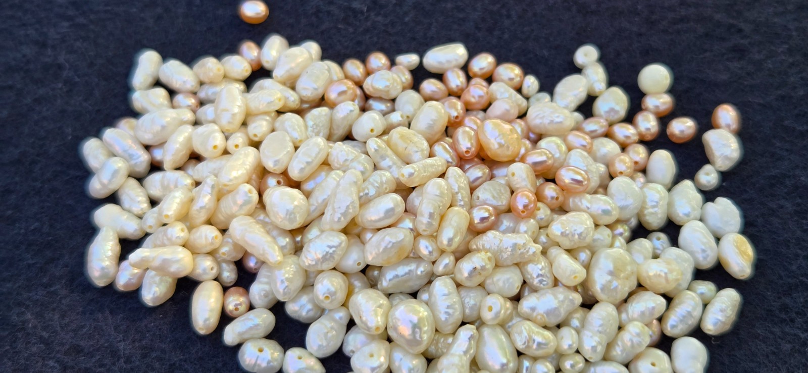 Vtg Lot of 50 Gram Genuine Freshwater Pink Biwa Natural Pearl Rice Baroque Beads