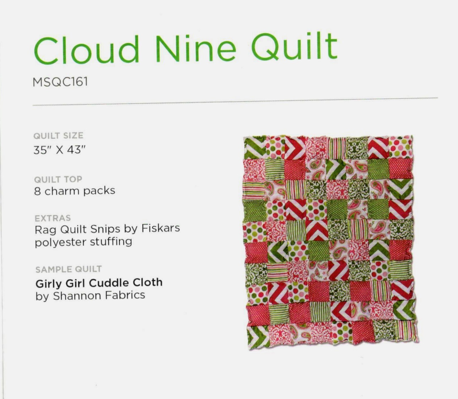 Cloud Nine Charm Pack Quilt Pattern by Missouri Star MSQC161