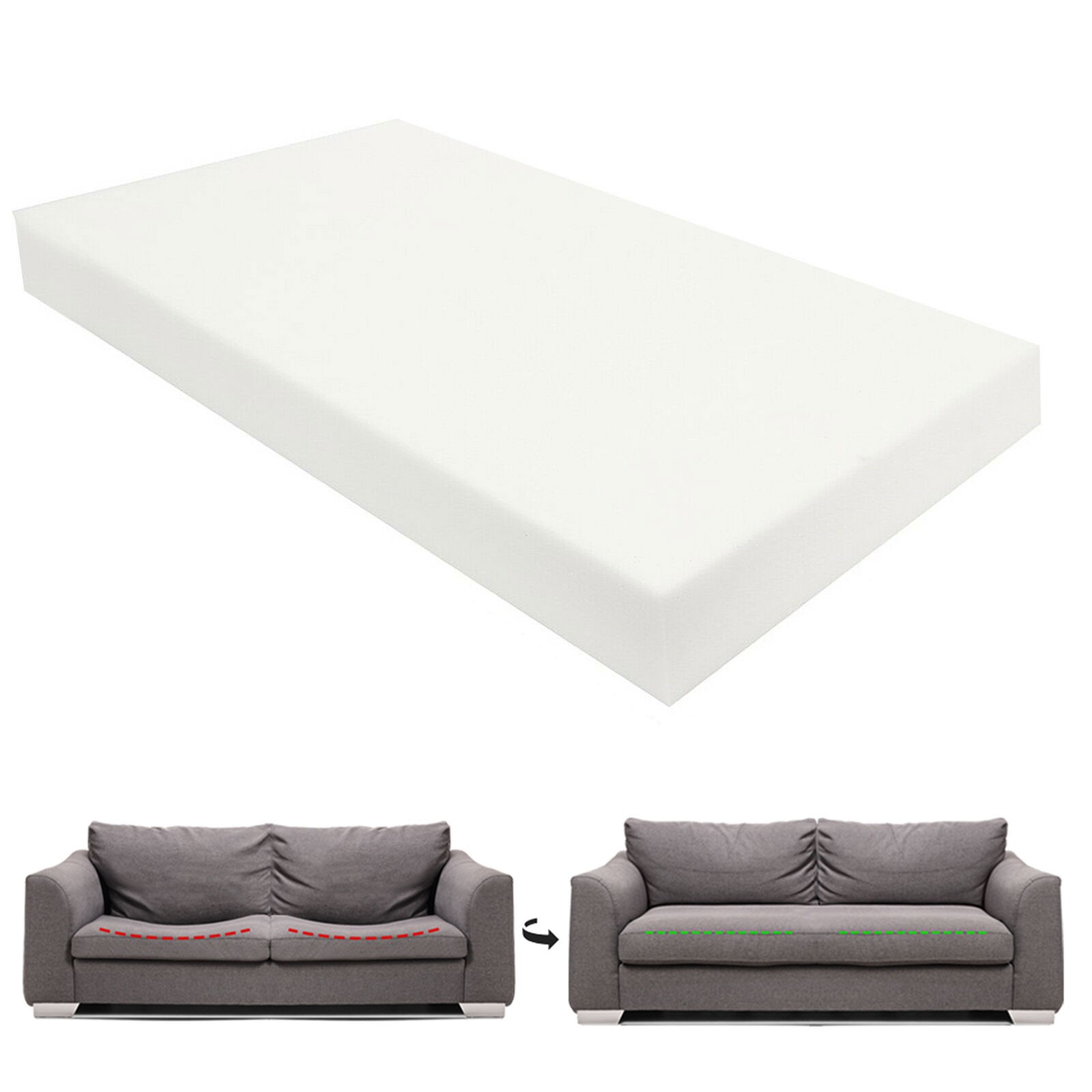 High Density Upholstery Foam Seat Cushion Replacement Foam Padding 1″-6″ Thick
