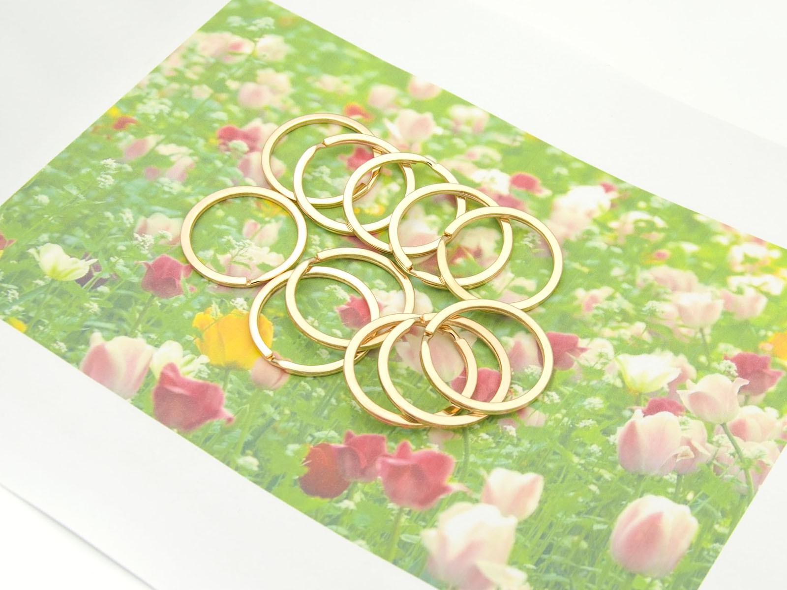 Solid Brass Flat Keyring 15/20/25/30/32/35mm Split Key Rings Hoop Loop Keychain