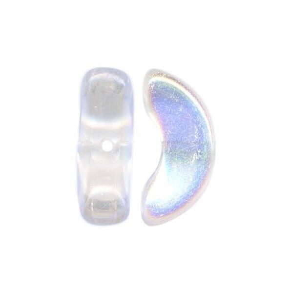 Bead, 25 Aurora Borealis Crystal Czech Pressed Glass 14x6x5mm Angel Wing Bead