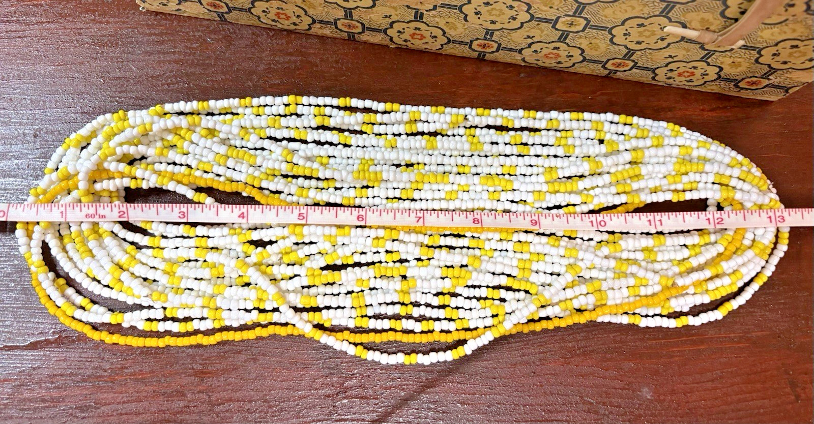 Lot of 18 Handmade Glass Seed Bead Necklaces White Yellow 26″ Continuous Loop