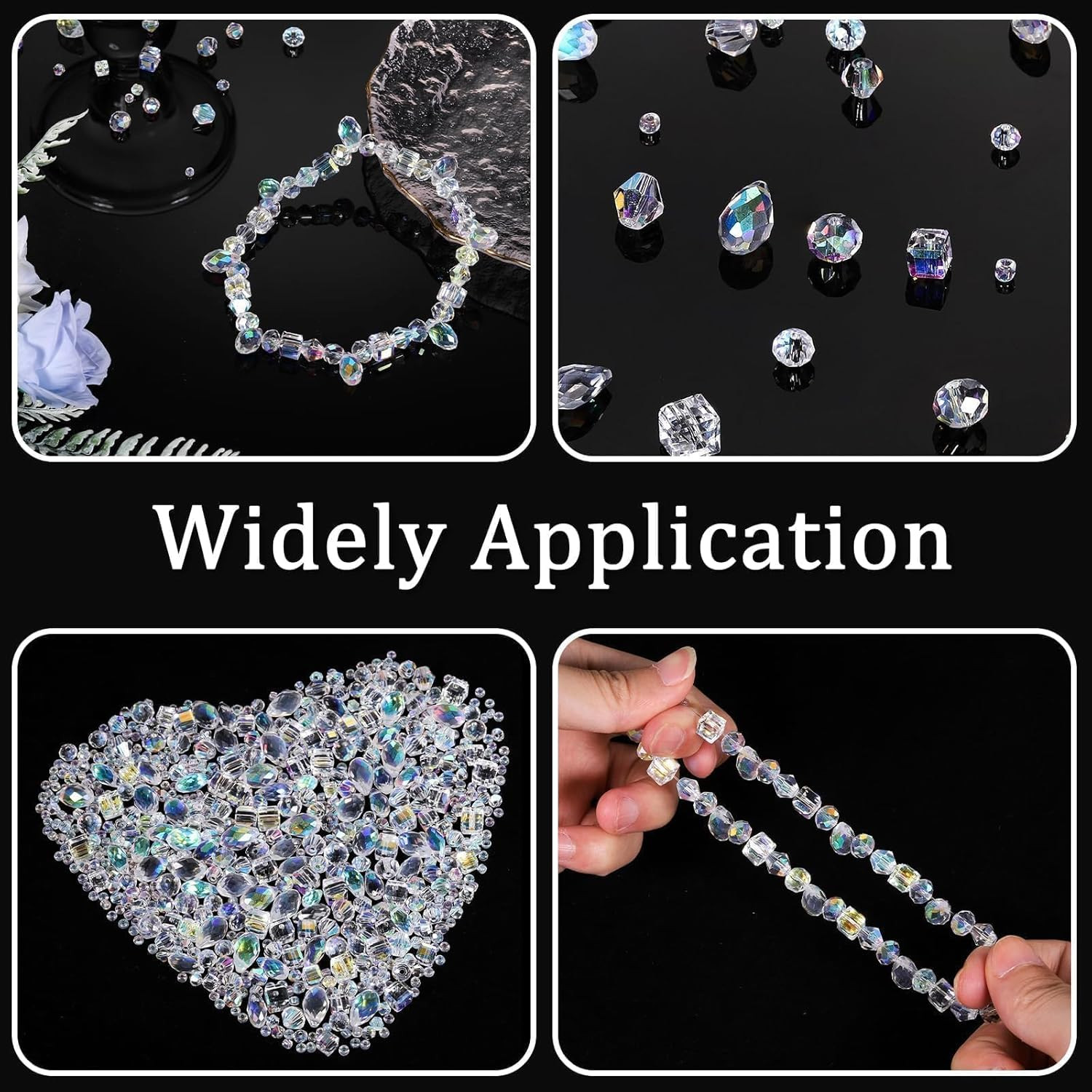 1500PCS Glass Beads for Jewelry Making, Assorted Faceted Crystal Beads Kit for B